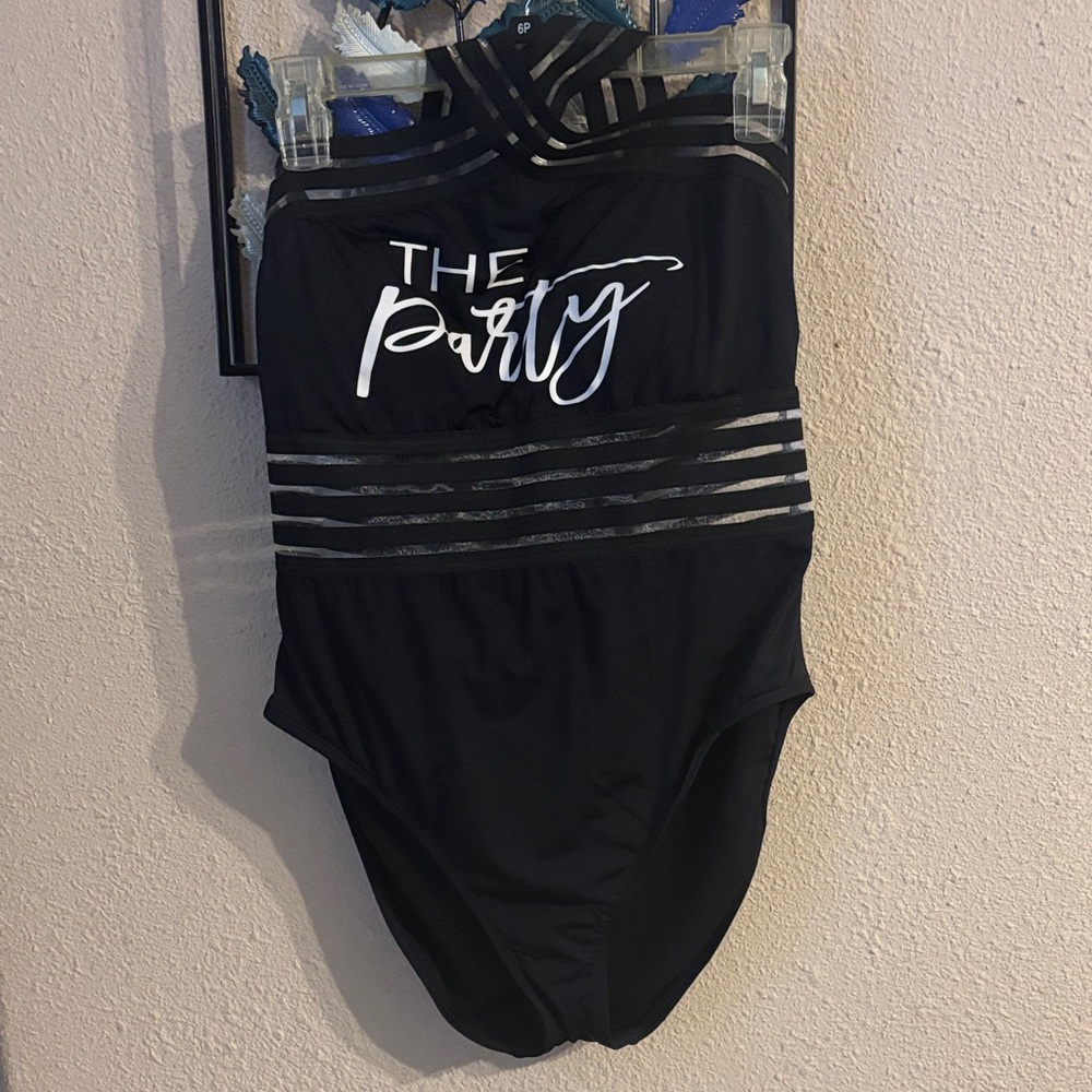Women's Black One-Piece Swimsuit - The Party Graphic NWOT